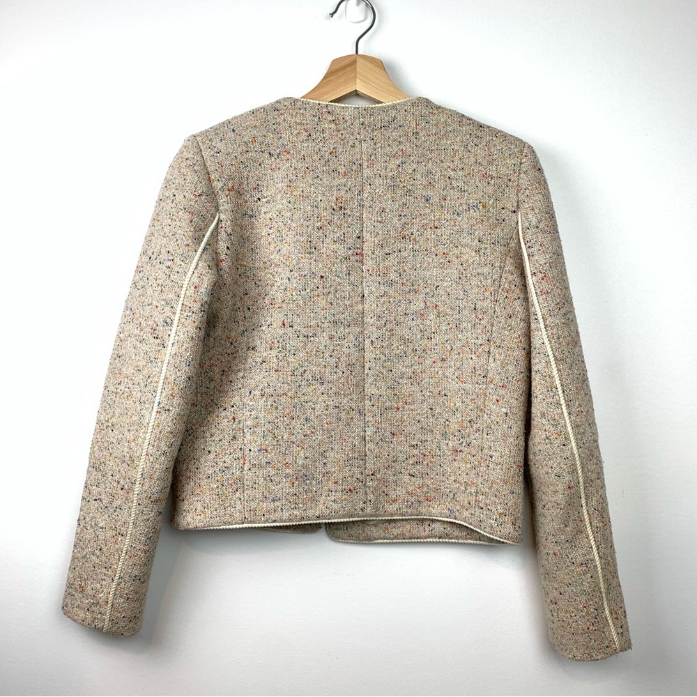 Sandro Blazer Sz 36 Tweed Multicolor Wool Blend Old Money Officecore Pockets - Picture 2 of 16